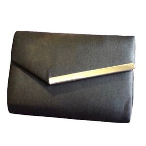 Elegant Black Clutch with Silver Accent